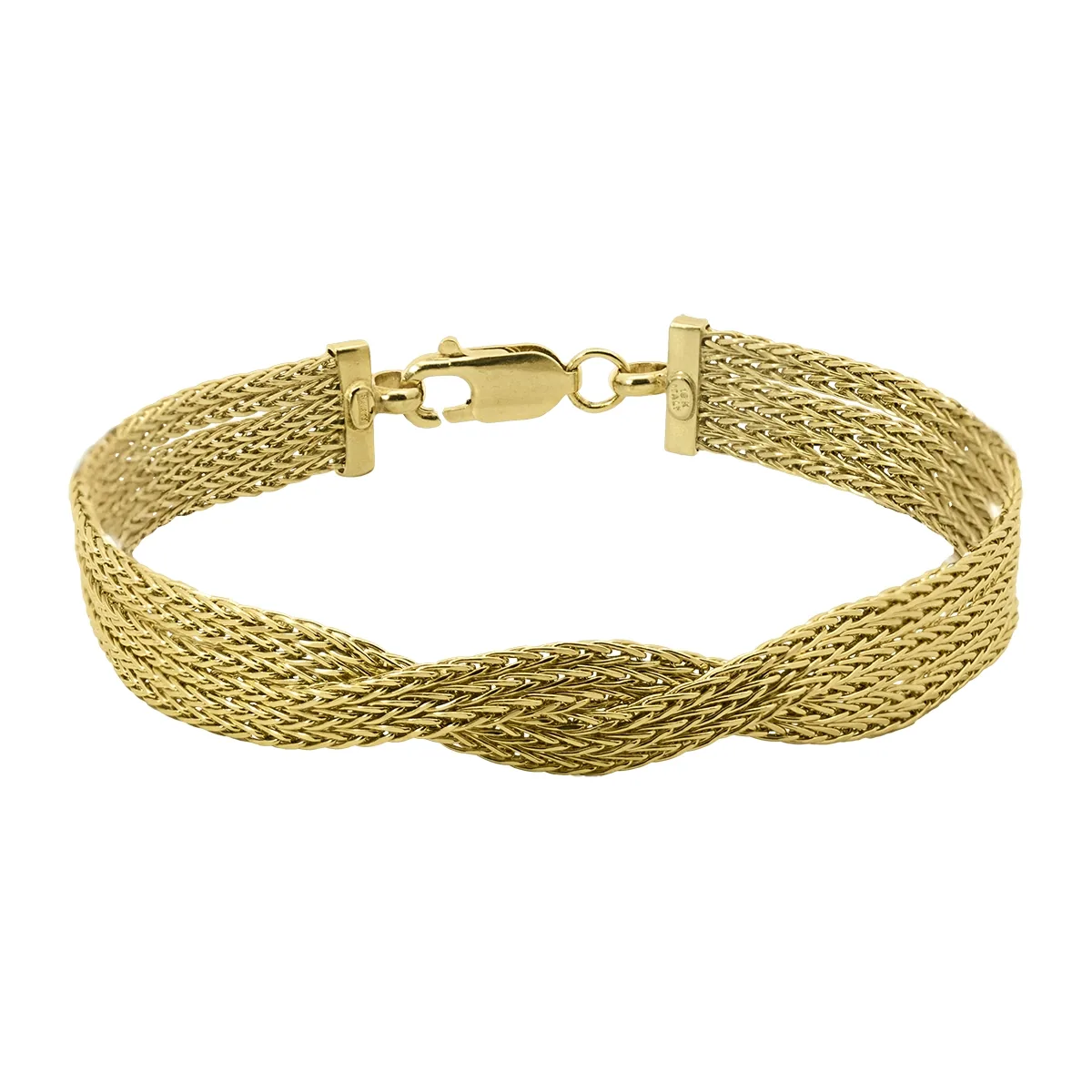 Pulsera en oro amarillo de 18 Kilates, 19 cm. de largo, 9 mm. de ancho