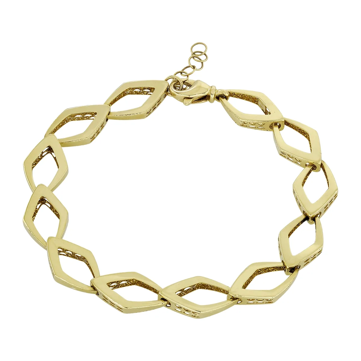 Pulsera en oro amarillo de 18 Kilates, 18 cm. de largo, 9 mm. de ancho