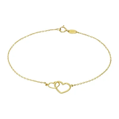 Pulsera de corazones entrelazados en oro amarillo de 18 Kilates