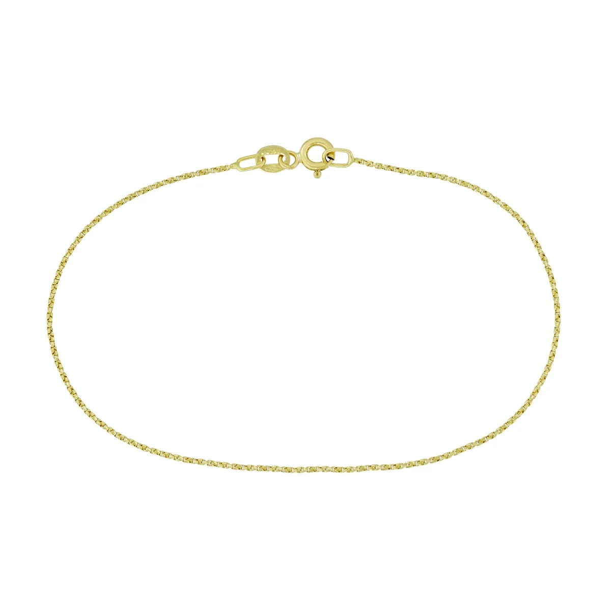 Pulsera en oro amarillo de 18 Kilates con visos diamantado, 19 cm. de largo, 1 mm. de ancho