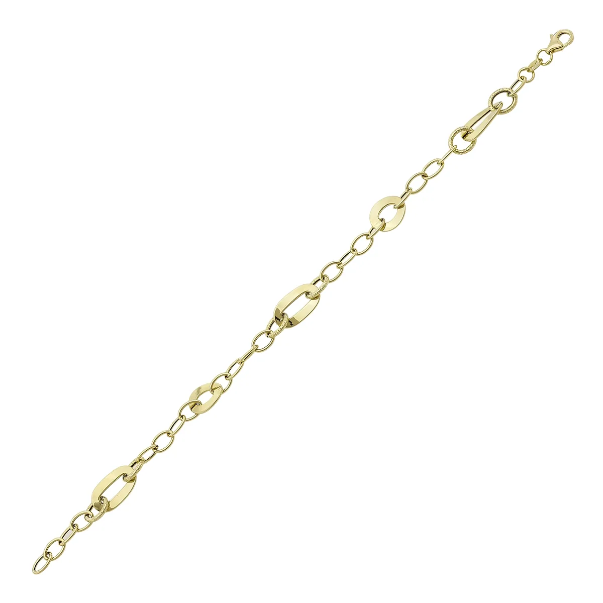 Pulsera en oro amarillo de 18 Kilates con visos, 20 cm. de largo, 4 mm. de ancho
