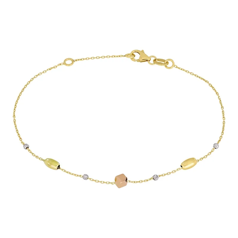 Pulsera en oro amarillo de 18 Kilates con visos, 17 cm. de largo, 0.50 mm. de ancho