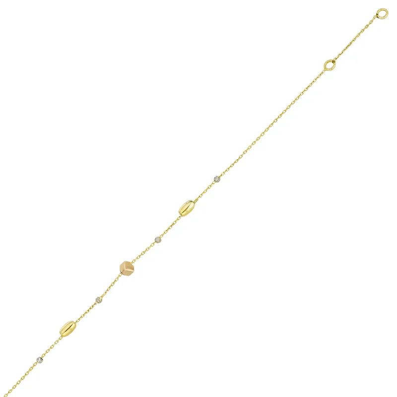 Pulsera en oro amarillo de 18 Kilates con visos, 17 cm. de largo, 0.50 mm. de ancho