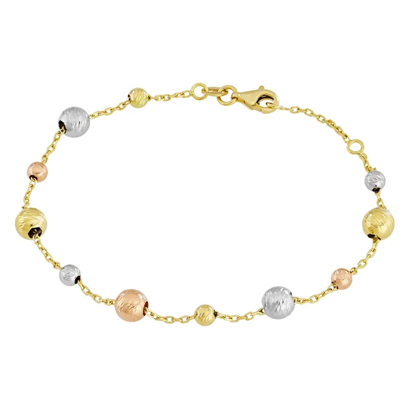 Pulsera en oro amarillo de 18 Kilates con visos, 19 cm. de largo, 1 mm. de ancho
