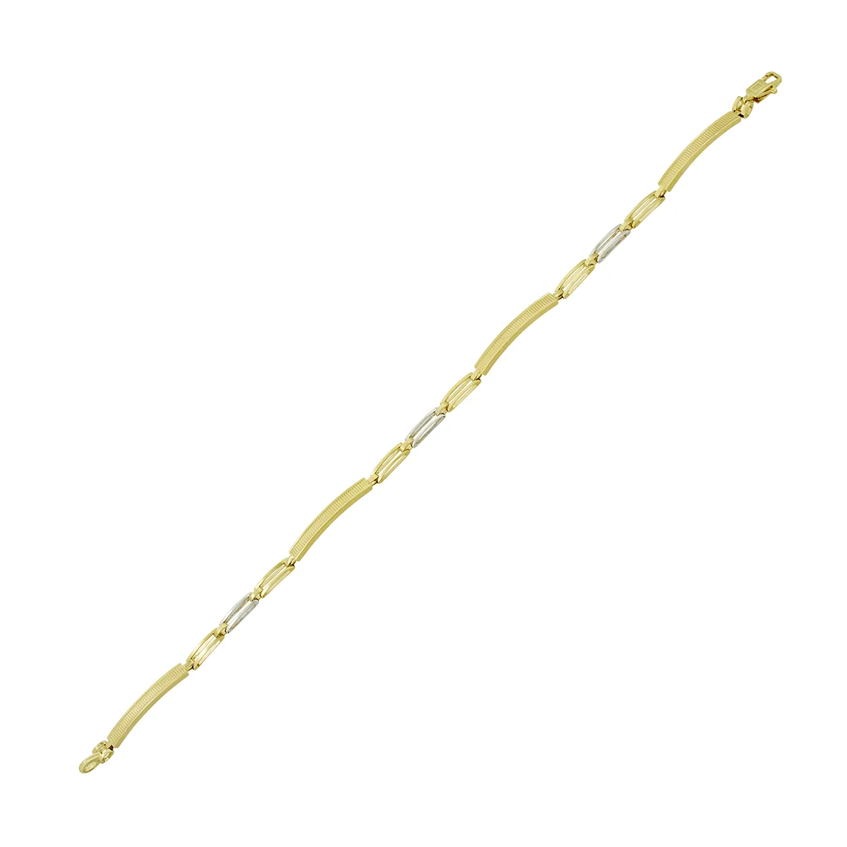 Pulsera en oro amarillo de 18 Kilates con visos, 21 cm. de largo, 3 mm. de ancho
