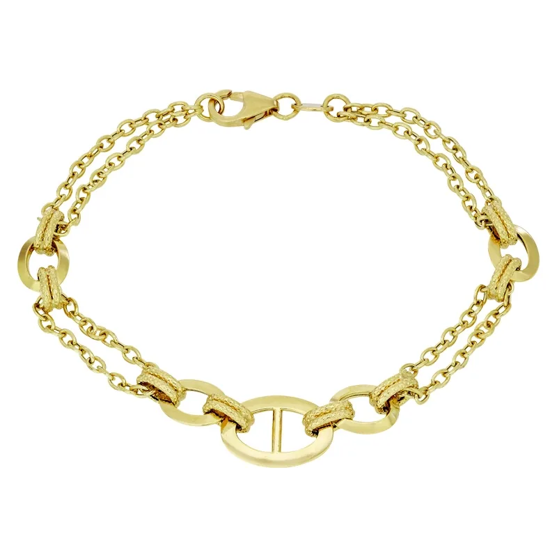 Pulsera en oro amarillo de 18 Kilates, 19 cm. de largo, 2 mm. de ancho