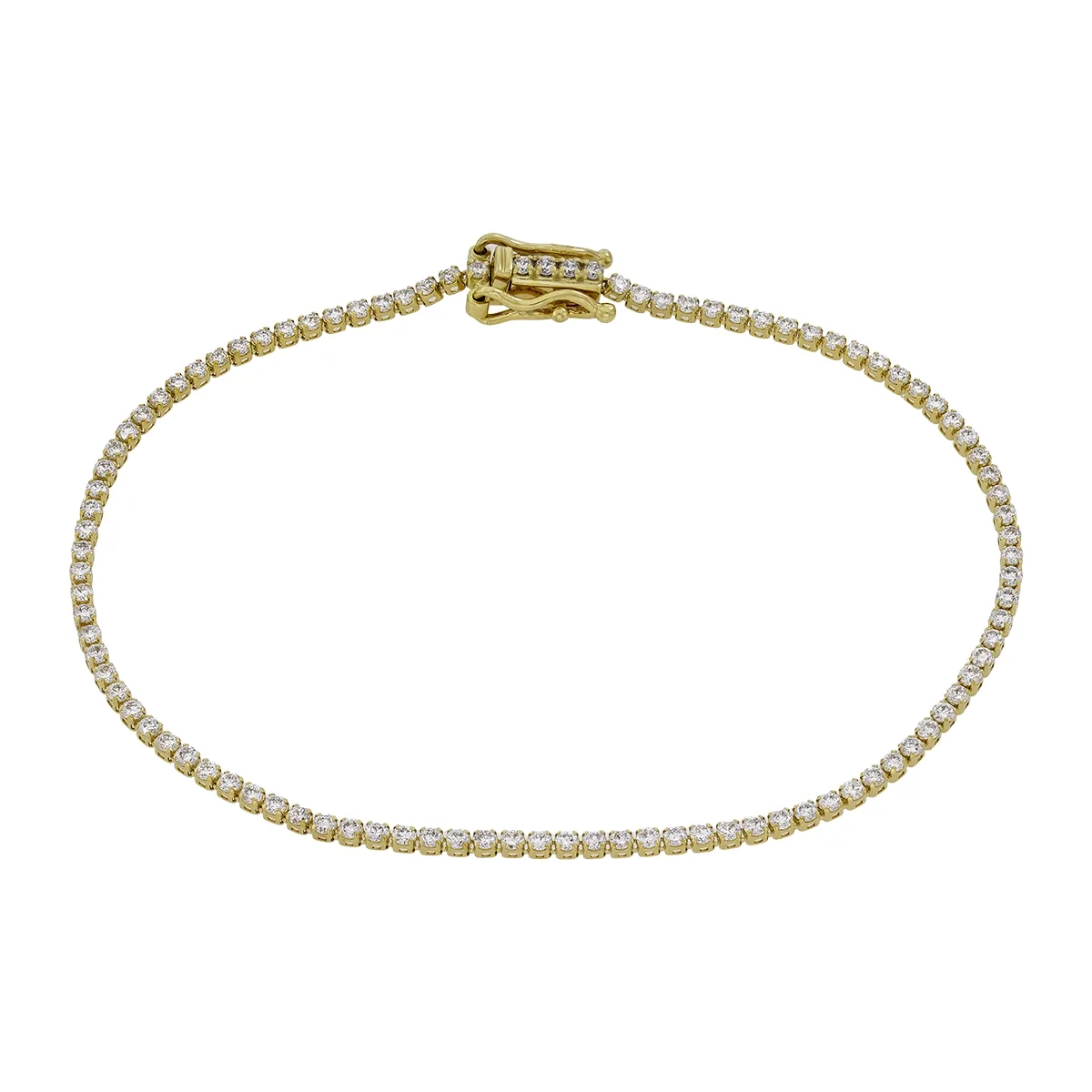 Pulsera en oro amarillo de 18 Kilates, con diamante de laboratorio de 1.50 Ct, 18 cm. de largo, 1.50 mm. de ancho
