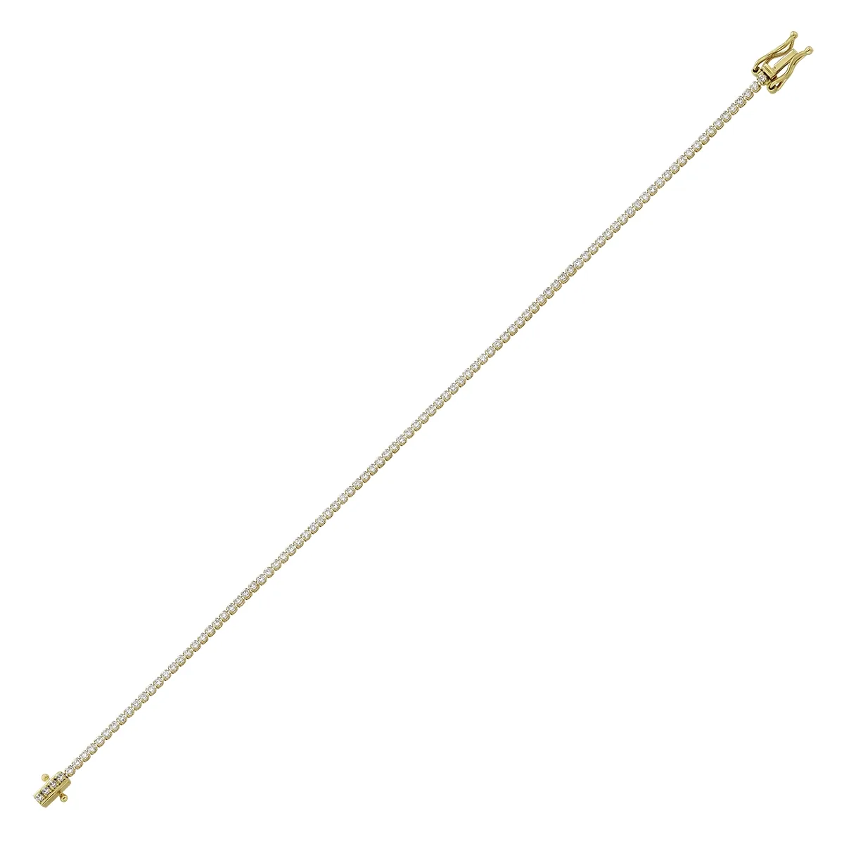 Pulsera en oro amarillo de 18 Kilates, con diamante de laboratorio de 1.50 Ct, 18 cm. de largo, 1.50 mm. de ancho