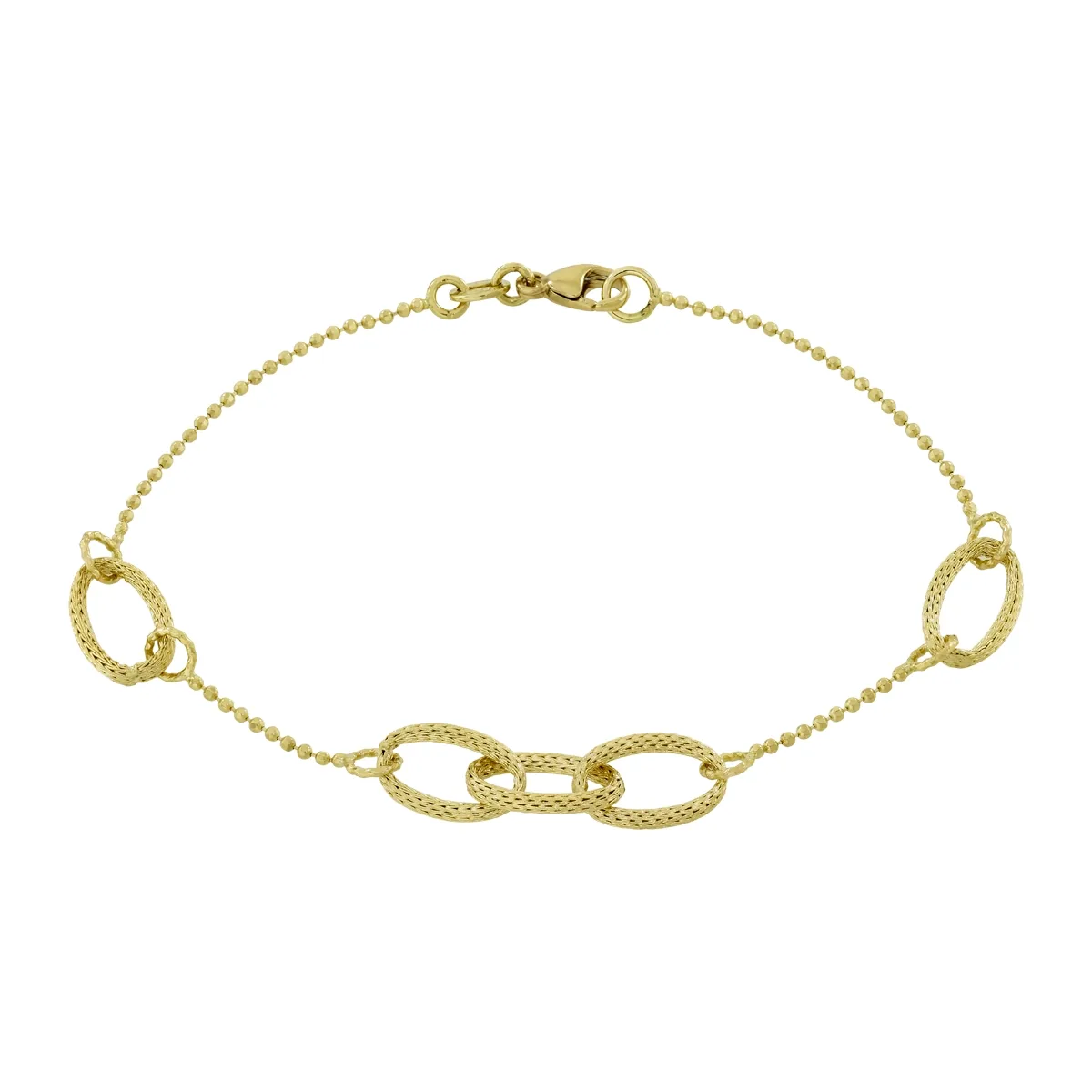 Pulsera en oro amarillo de 18 Kilates con visos satinado, 19 cm. de largo, 1 mm. de ancho