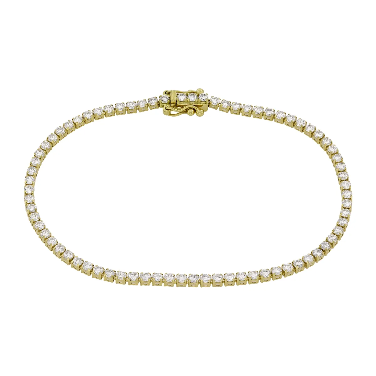 Pulsera en oro amarillo de 18 Kilates, con diamante de laboratorio de 3.00 Ct, 18 cm. de largo, 2 mm. de ancho