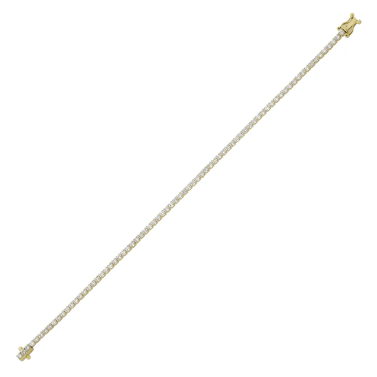 Pulsera en oro amarillo de 18 Kilates, con diamante de laboratorio de 3.00 Ct, 18 cm. de largo, 2 mm. de ancho