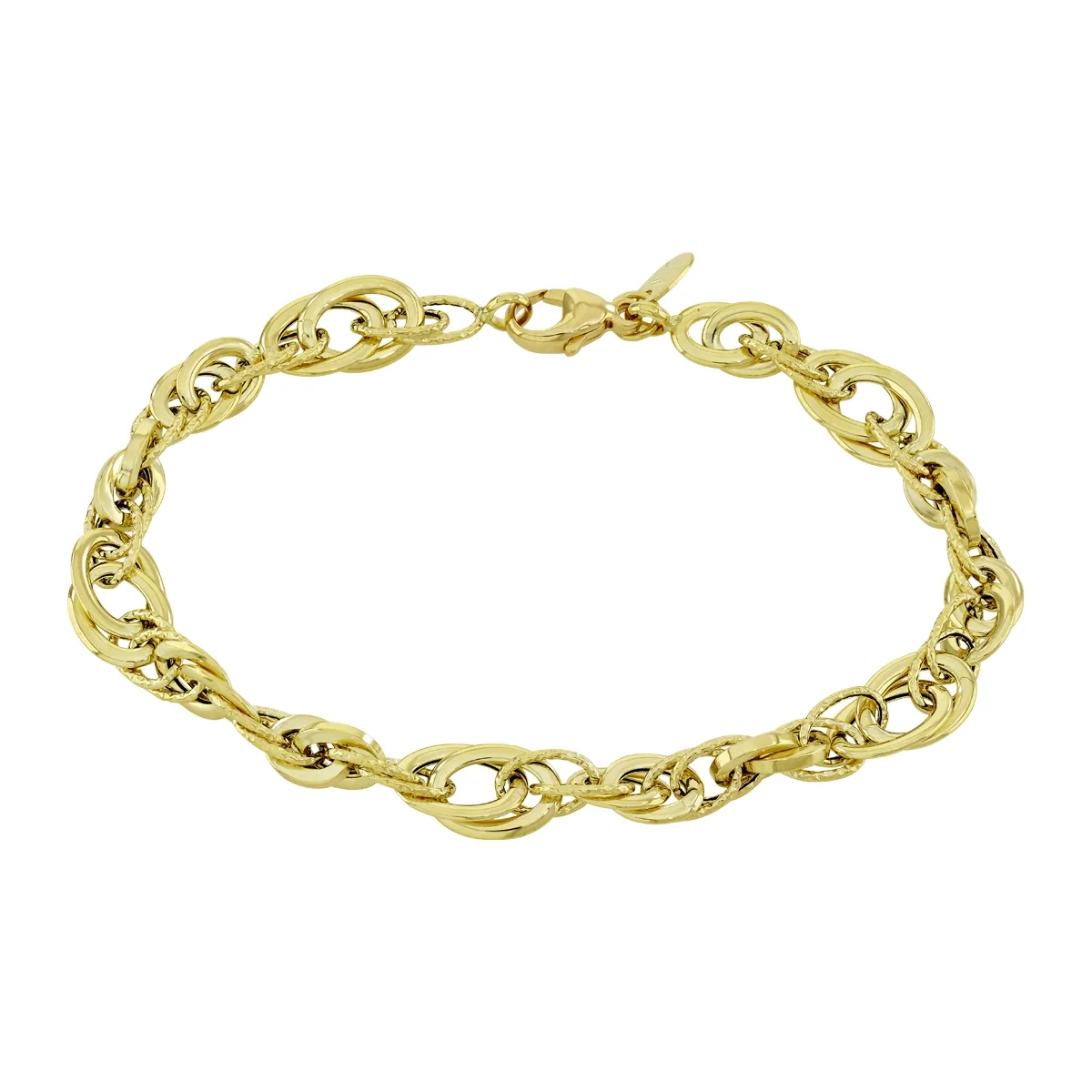 Pulsera en oro amarillo de 18 Kilates con visos, 19 cm. de largo, 5 mm. de ancho