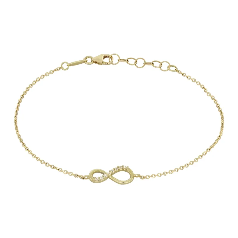 Pulsera con infinito en oro amarillo de 18 Kilates, con zircones