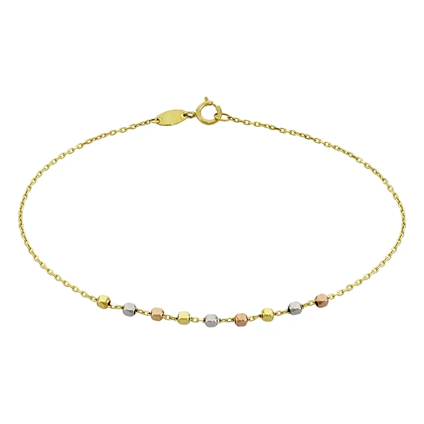 Pulsera en oro amarillo de 18 Kilates, 19 cm. de largo, 1 mm. de ancho