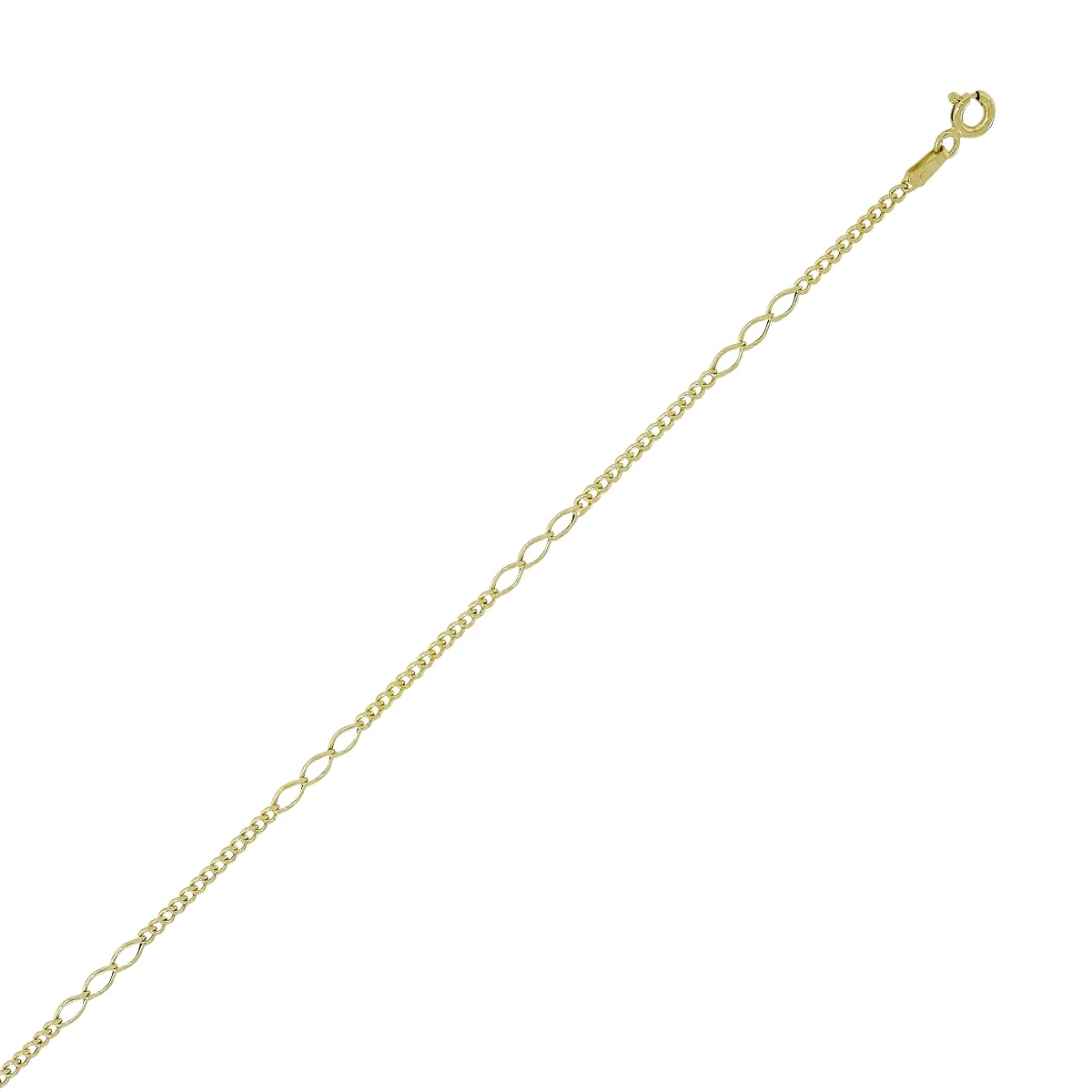 Pulsera en oro amarillo de 18 Kilates, 19 cm. de largo, 2 mm. de ancho