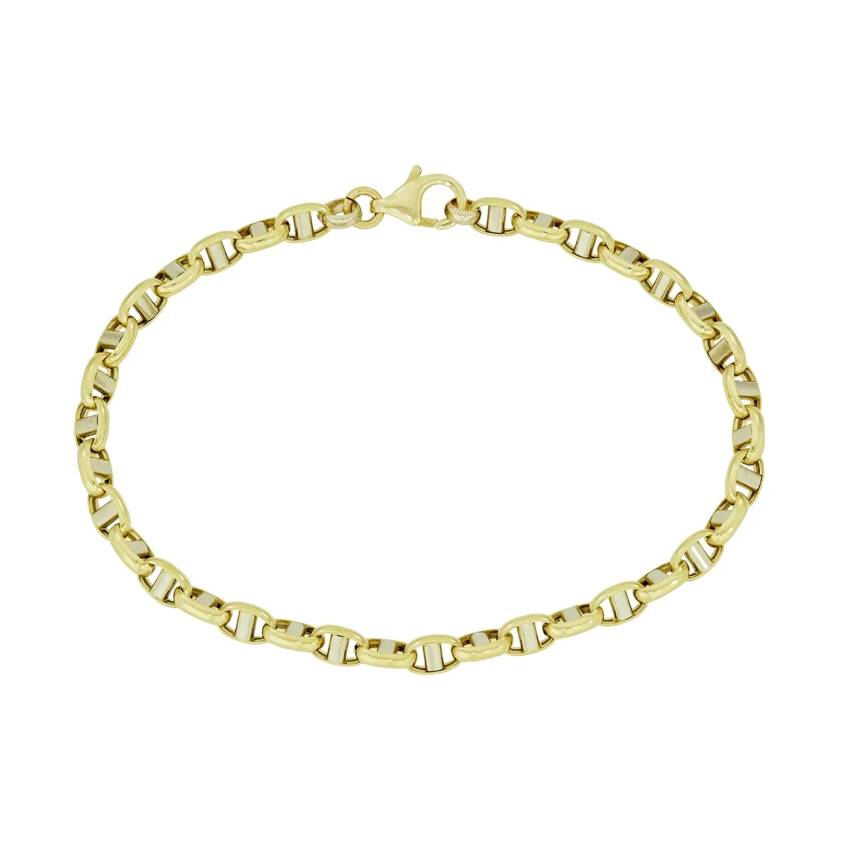 Pulsera en oro amarillo de 18 Kilates, 19 cm. de largo, 4 mm. de ancho