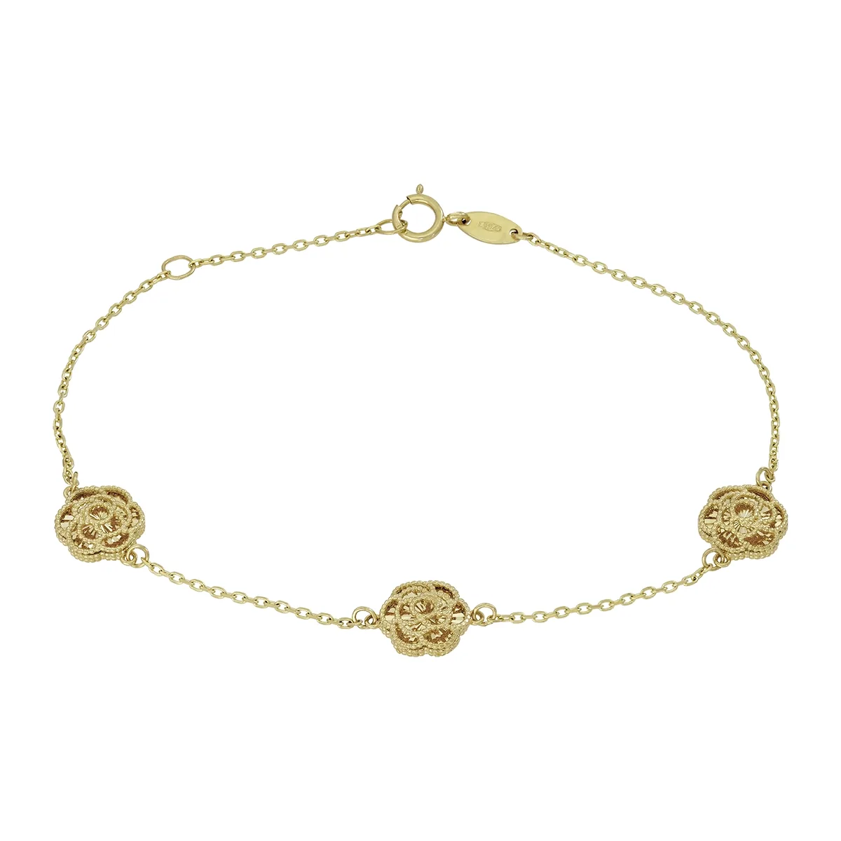 Pulsera en oro amarillo de 18 Kilates con visos, 17 cm. de largo, 1 mm. de ancho