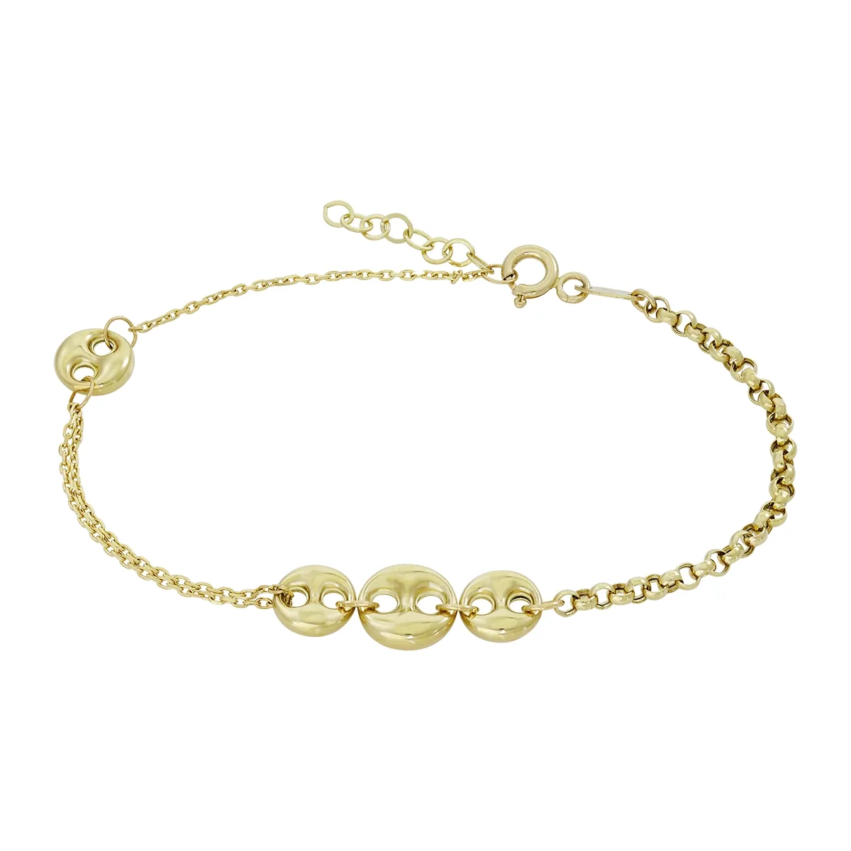 Pulsera en oro amarillo de 18 Kilates, 17 cm. de largo, 0.50 mm. de ancho