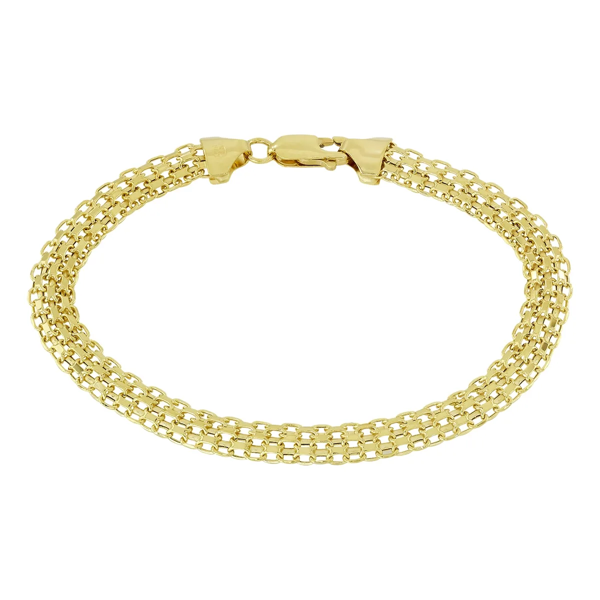 Pulsera en oro amarillo de 18 Kilates satinado, 19 cm. de largo, 6 mm. de ancho