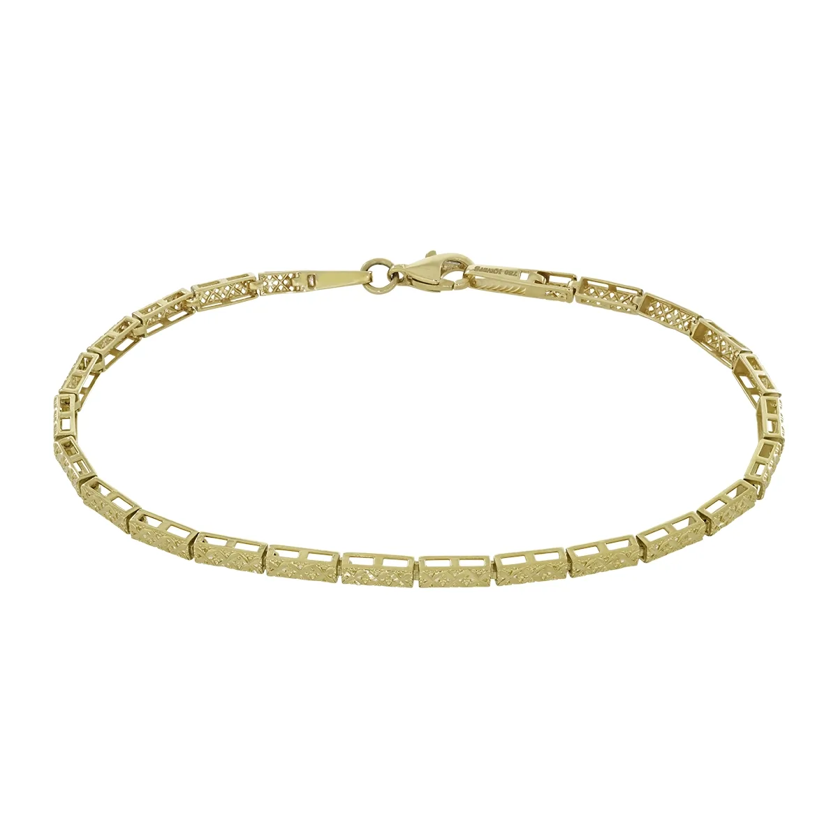 Pulsera en oro amarillo de 18 Kilates con visos, 19 cm. de largo, 2.50 mm. de ancho