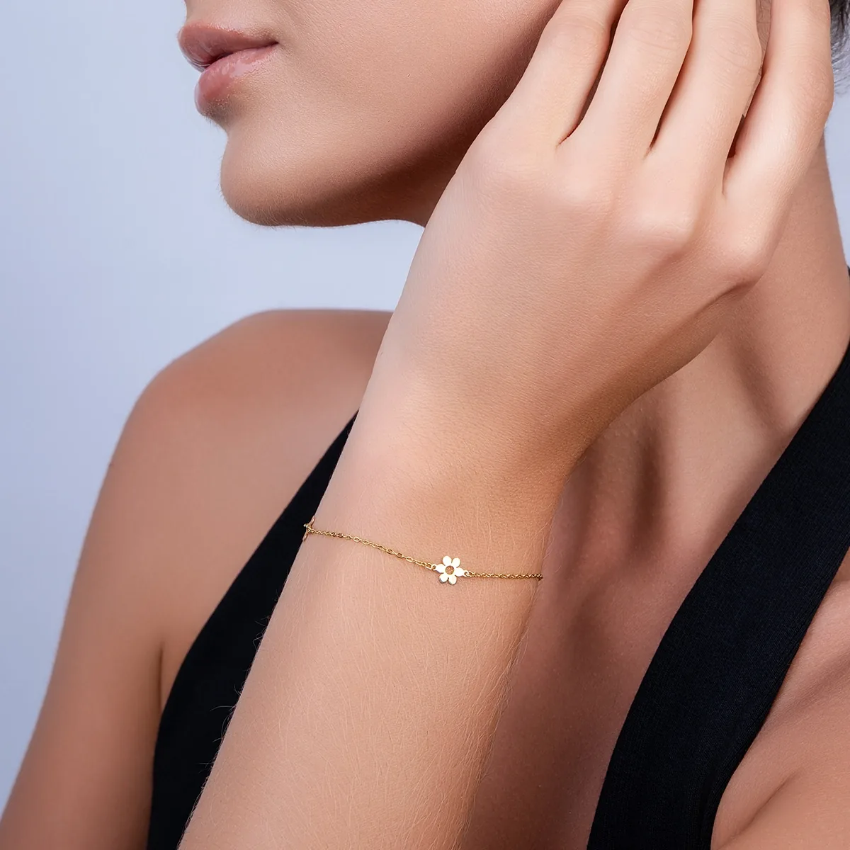 Pulsera en oro amarillo de 18 Kilates, 19 cm. de largo, 1 mm. de ancho