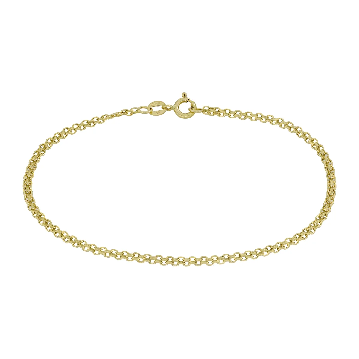 Pulsera en oro amarillo de 18 Kilates satinado, 21 cm. de largo, 2 mm. de ancho