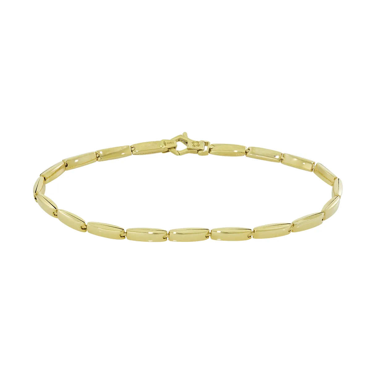 Pulsera en oro amarillo de 18 Kilates, 21 cm. de largo, 3 mm. de ancho
