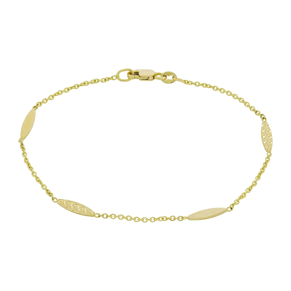 Pulsera en oro amarillo de 18 Kilates con visos, 19 cm. de largo, 1 mm. de ancho