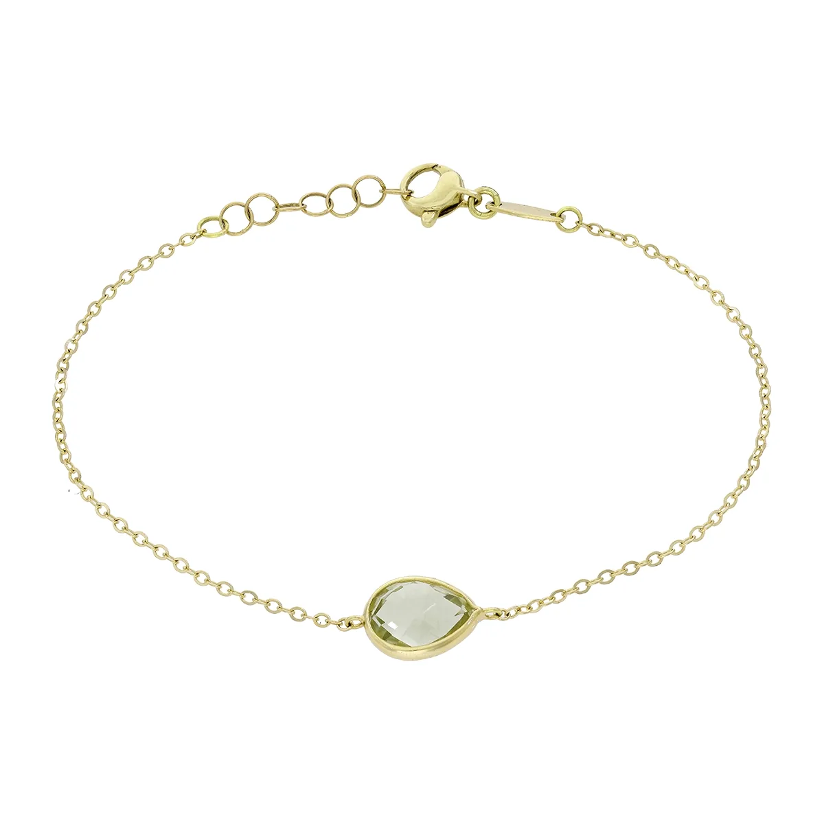 Pulsera en oro amarillo de 18 Kilates, con amatista central, 17 cm. de largo, 1.50 mm. de ancho