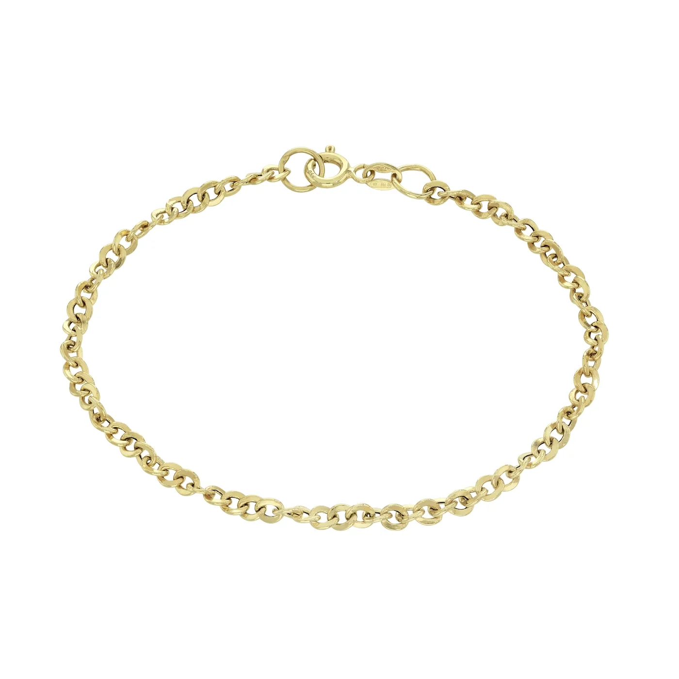 Pulsera en oro amarillo de 18 Kilates, 19 cm. de largo, 3 mm. de ancho