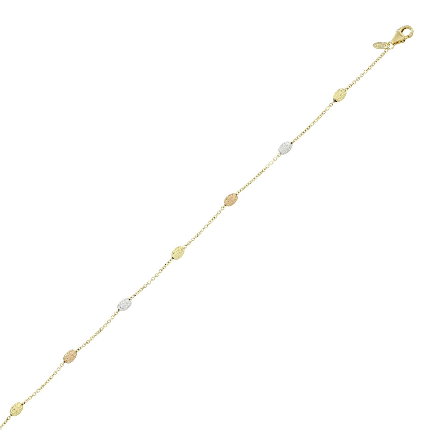 Pulsera en oro amarillo de 18 Kilates con visos, 17 cm. de largo, 1 mm. de ancho