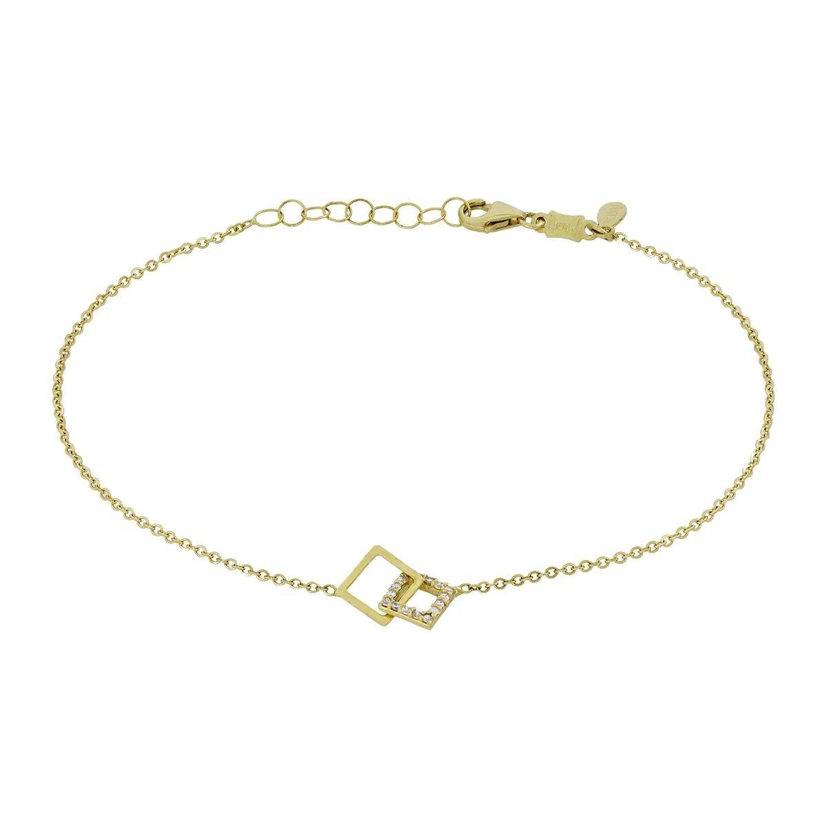 Pulsera en oro amarillo de 18 Kilates, con zircones, 17 cm. de largo, 1 mm. de ancho