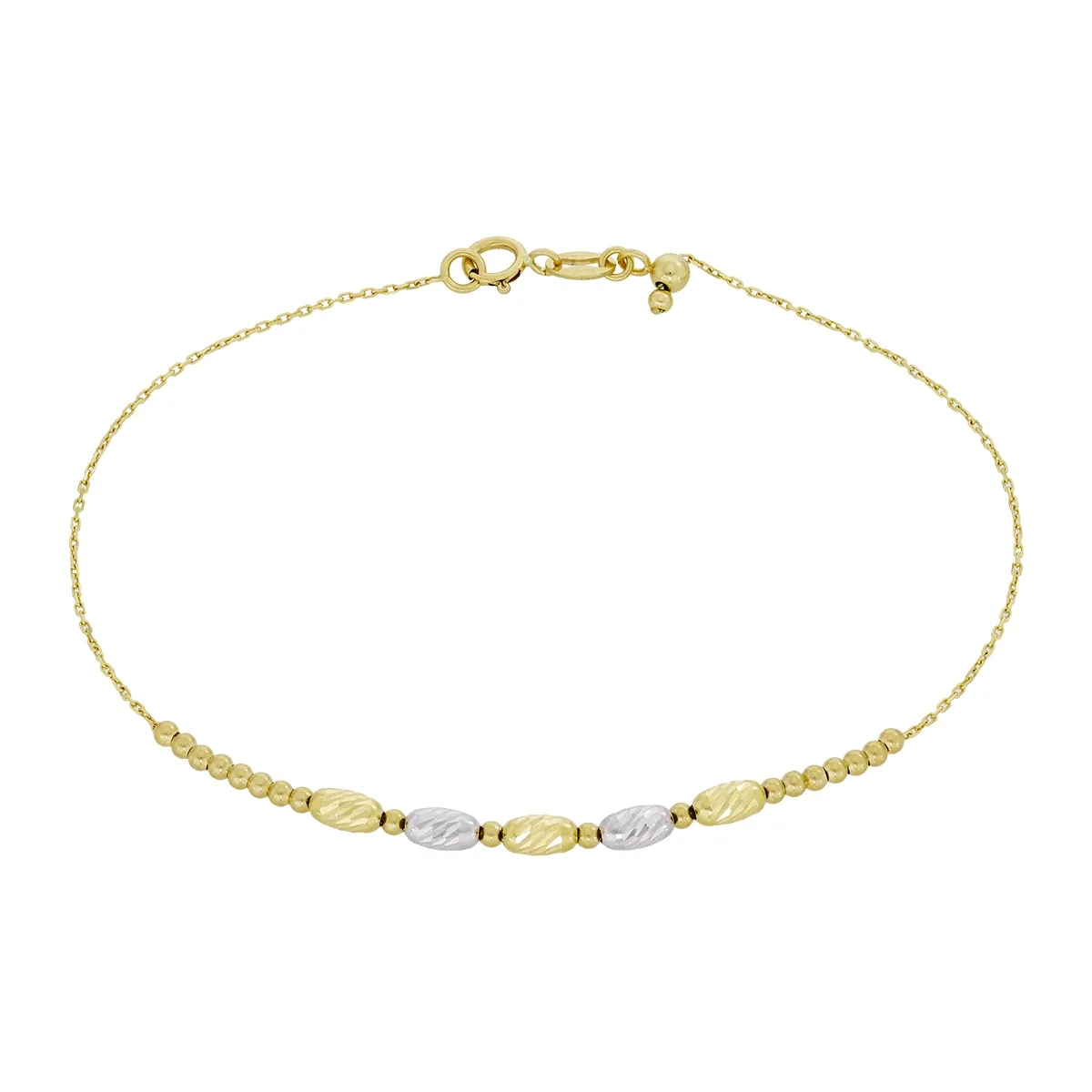 Pulsera en oro amarillo de 18 Kilates con visos, 19 cm. de largo, 5 mm. de ancho