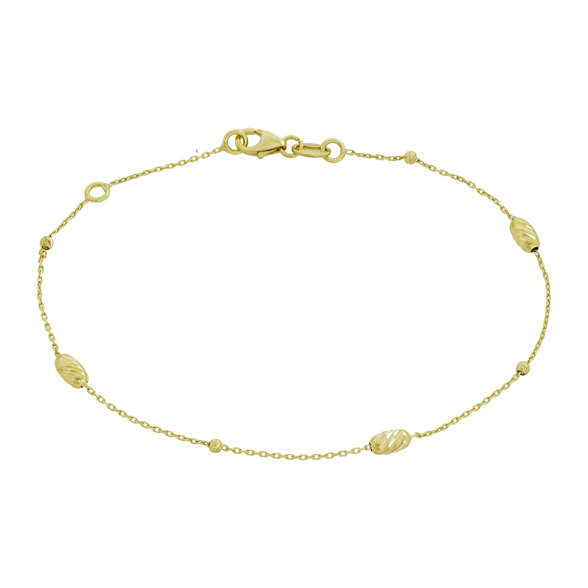 Pulsera en oro amarillo de 18 Kilates con visos, 17 cm. de largo, 0.50 mm. de ancho