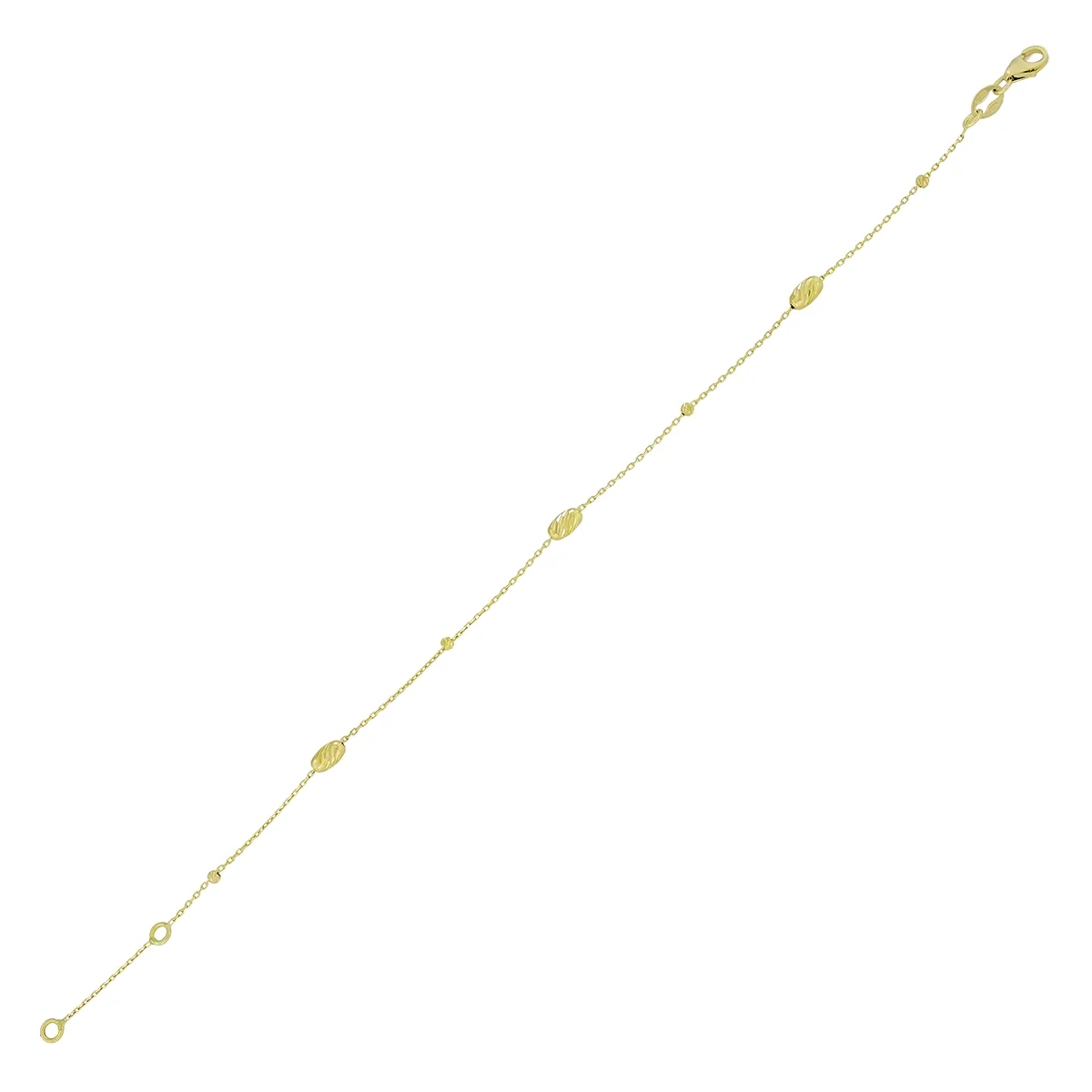 Pulsera en oro amarillo de 18 Kilates con visos, 17 cm. de largo, 0.50 mm. de ancho