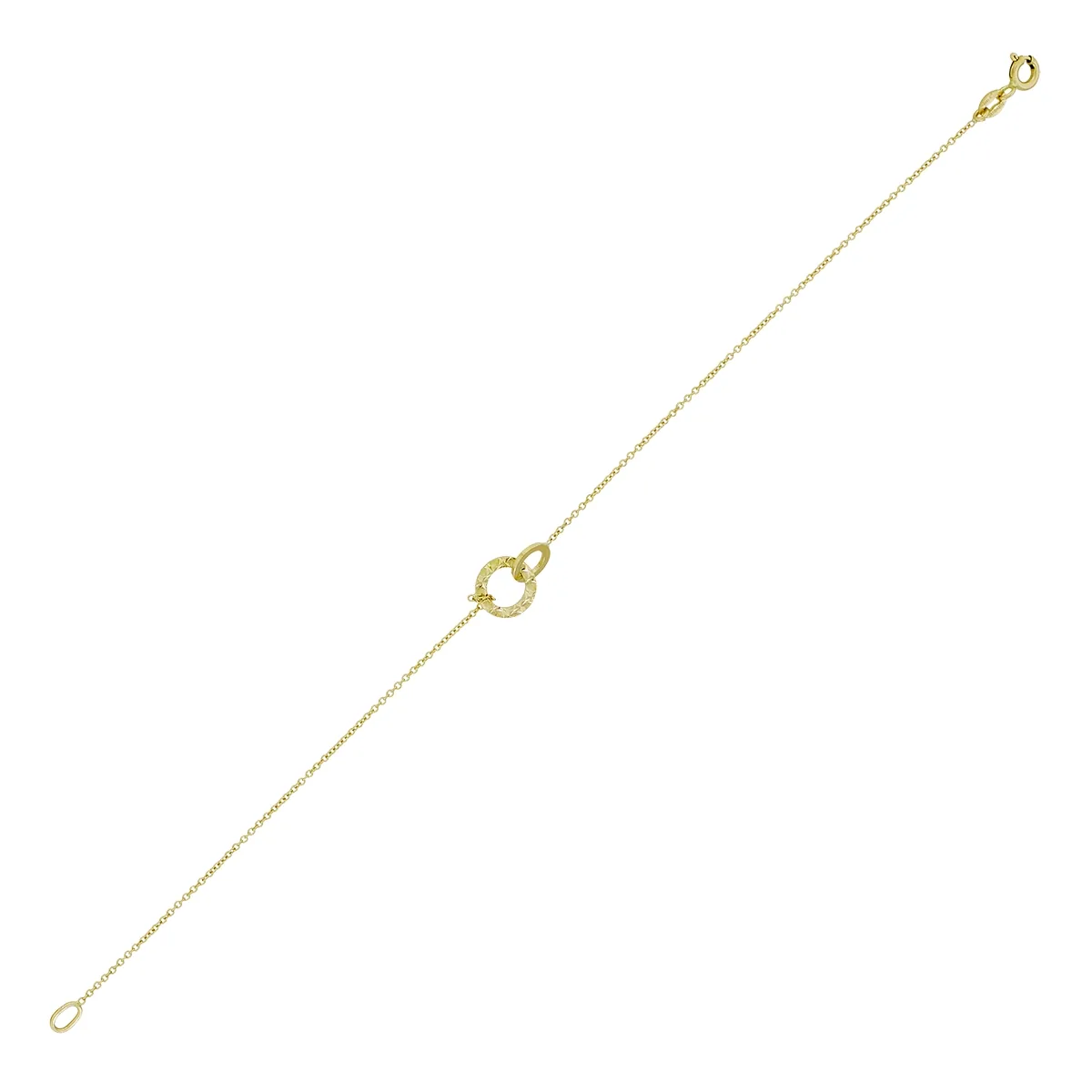 Pulsera en oro amarillo de 18 Kilates con visos, 19 cm. de largo, 0.50 mm. de ancho