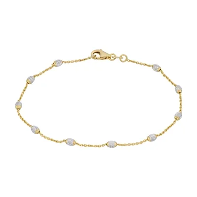Pulsera en oro amarillo de 18 Kilates con visos, 18 cm. de largo, 1 mm. de ancho