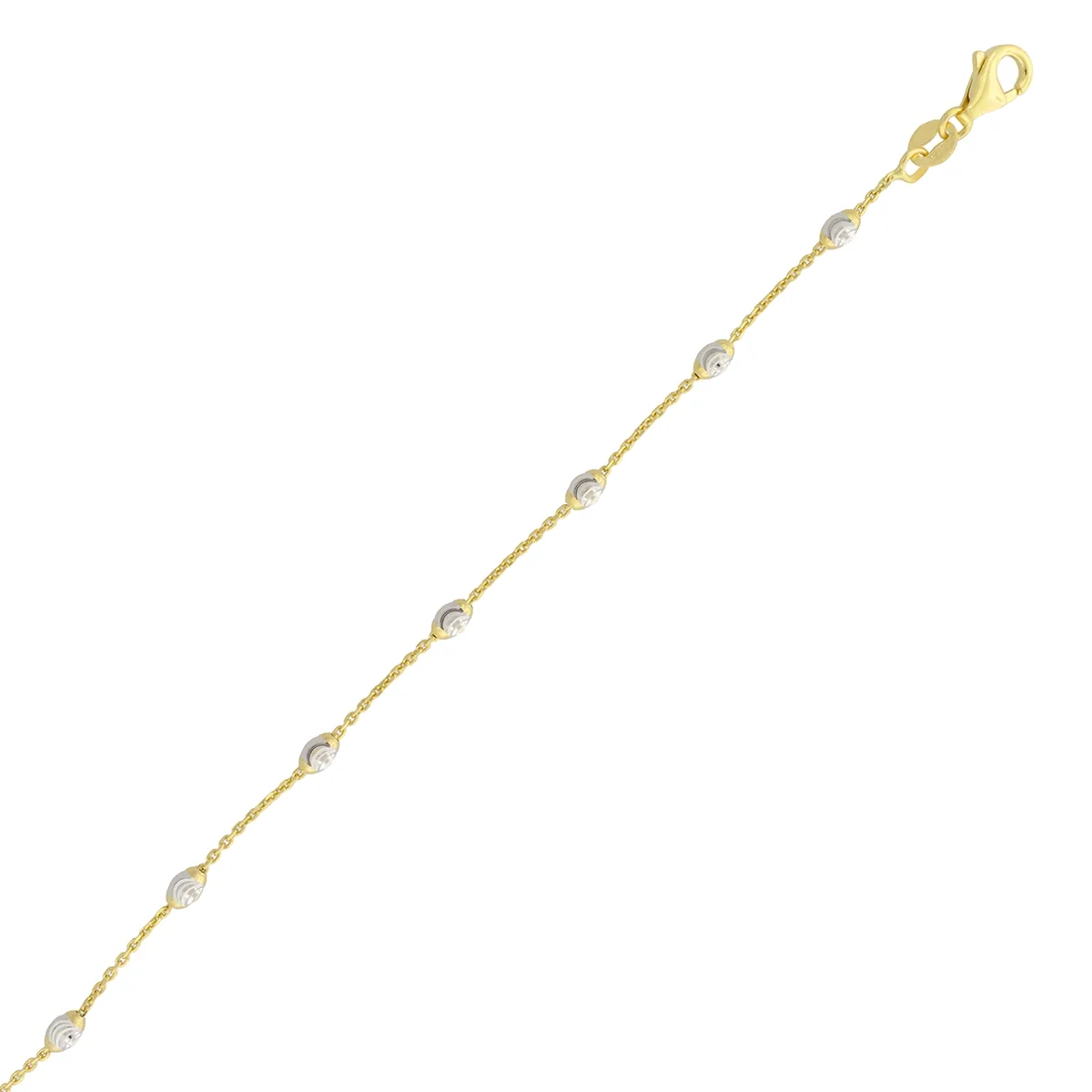 Pulsera en oro amarillo de 18 Kilates con visos, 18 cm. de largo, 1 mm. de ancho