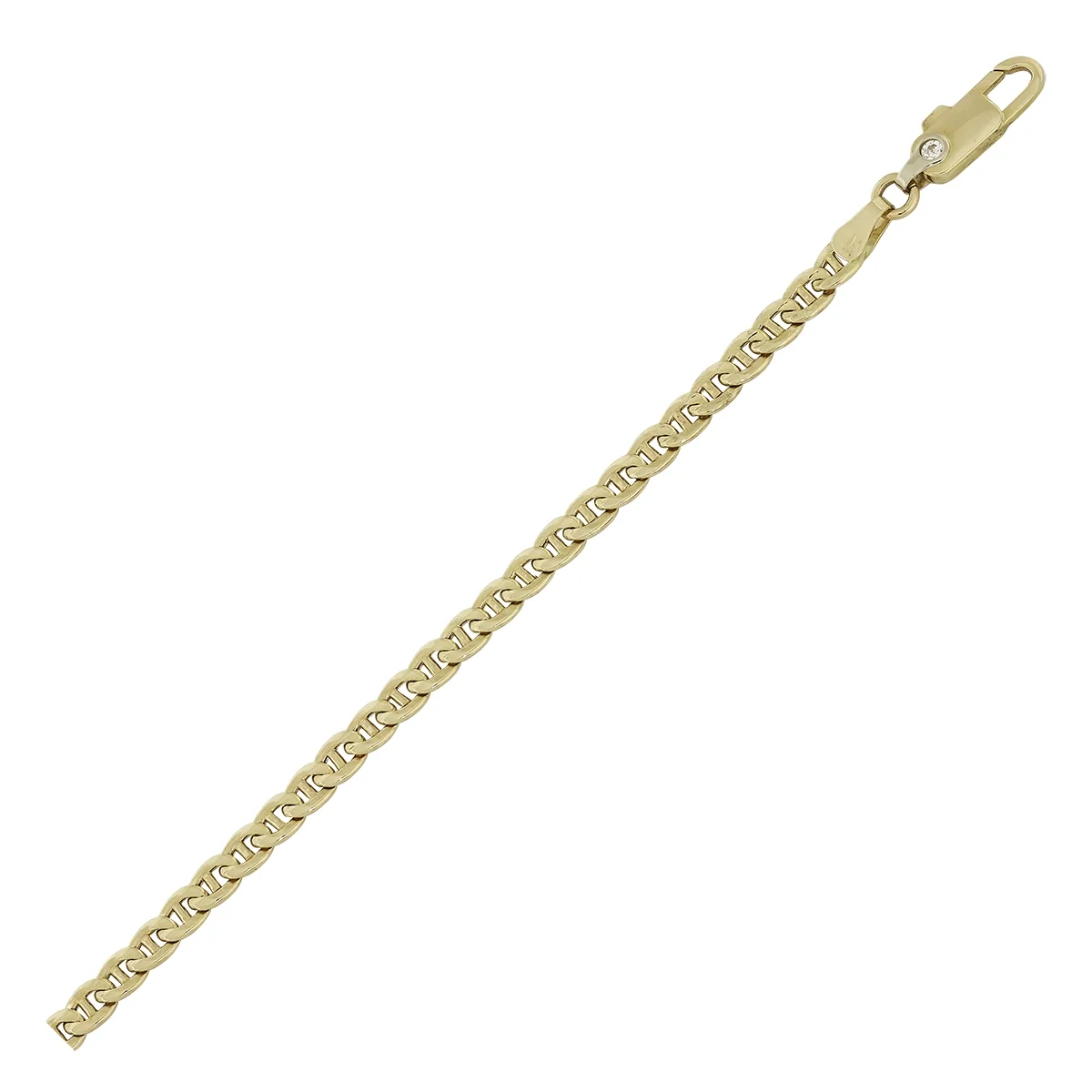 Pulsera en oro amarillo de 18 Kilates, con zircón central, 21 cm. de largo, 3.50 mm. de ancho