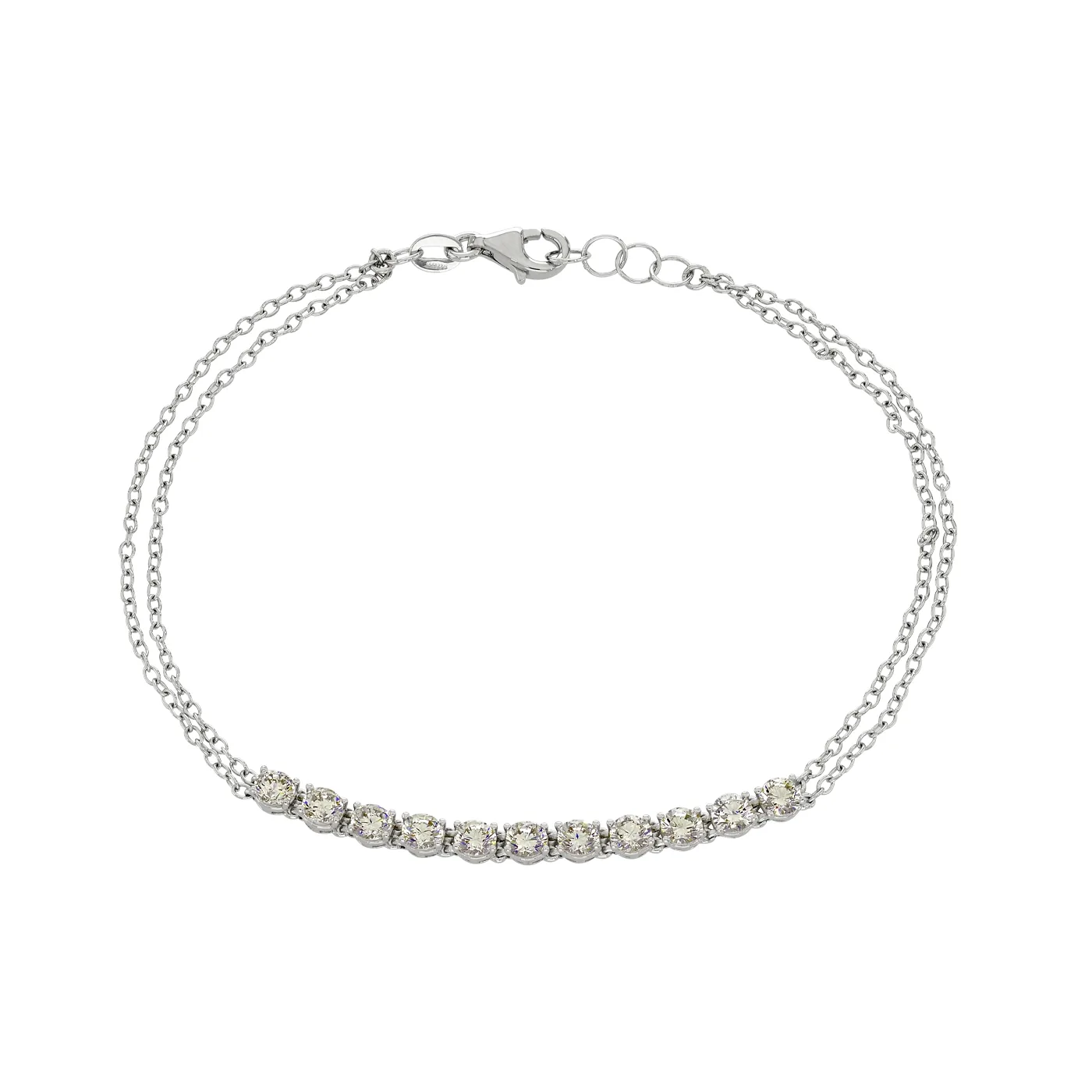 Pulsera en oro blanco de 18 Kilates, con zircones, 17 cm. de largo, 1 mm. de ancho