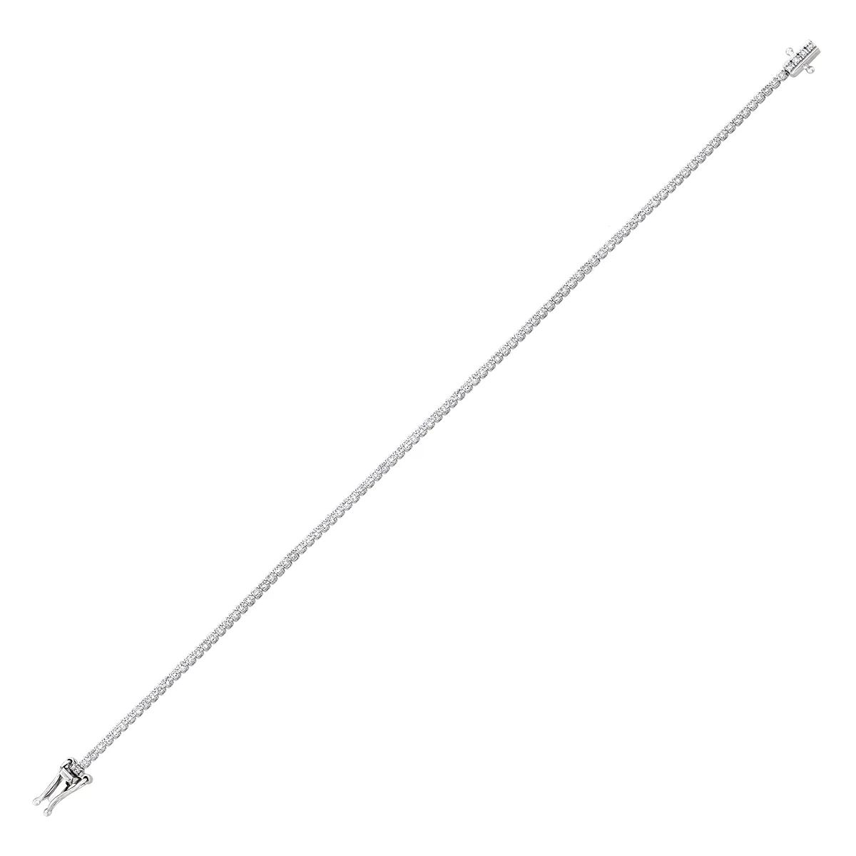 Pulsera en oro blanco de 18 Kilates, con diamante de laboratorio de 1.50 Ct, 18 cm. de largo, 1.50 mm. de ancho