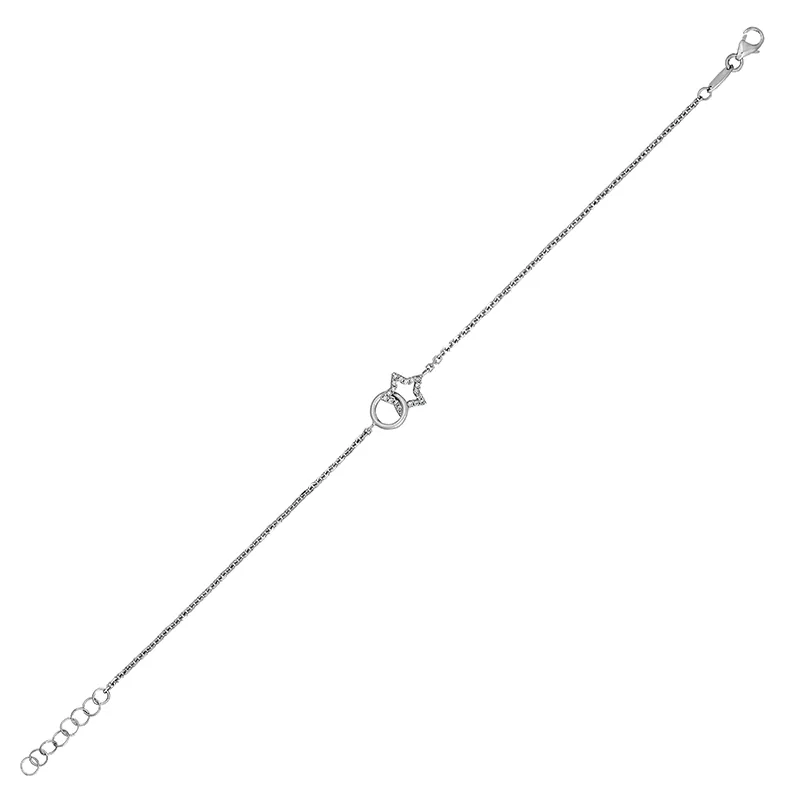 Pulsera con estrella en oro blanco de 18 Kilates, con zircones