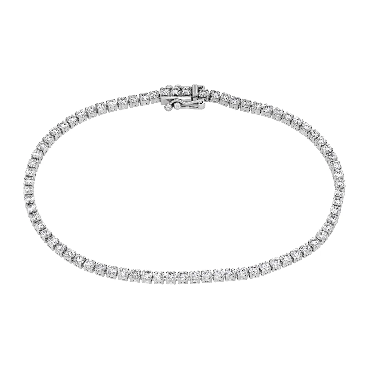 Pulsera en oro blanco de 18 Kilates, con diamante de laboratorio de 3.00 Ct, 18 cm. de largo, 2 mm. de ancho