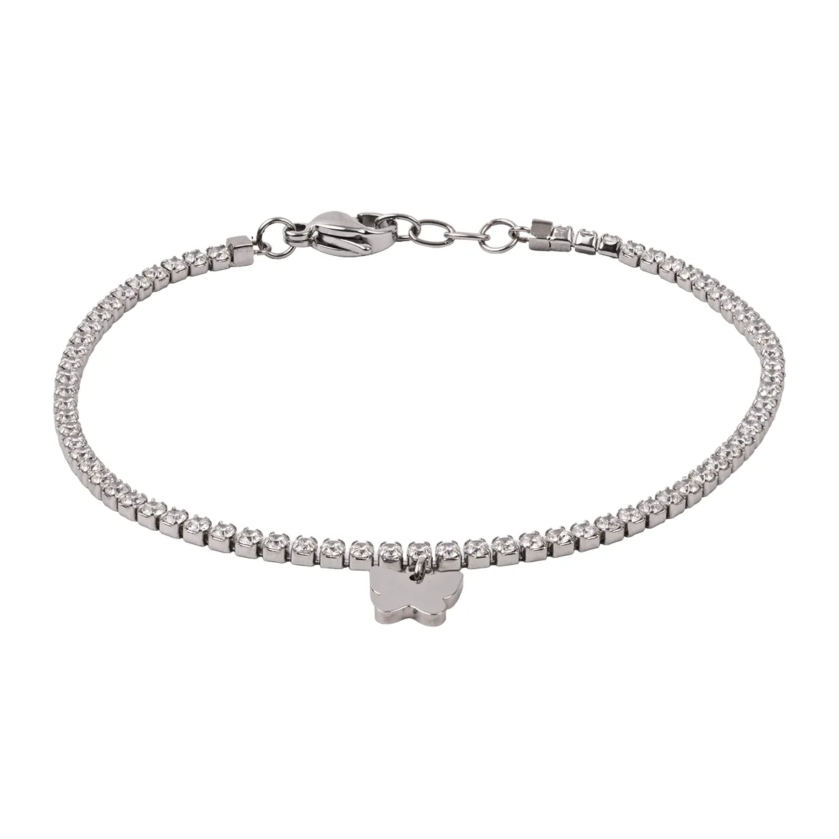 Pulsera de mariposas en acero, con cristales - Colección Forza