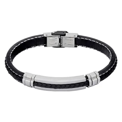 Pulsera en cuero sintético y acero, 21 cm. de largo, 8 mm. de ancho - Colección Forza