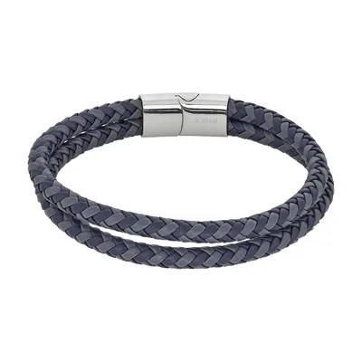 Pulsera en cuero sintético acero, 21 cm. de largo, 6 mm. de ancho - Colección Forza