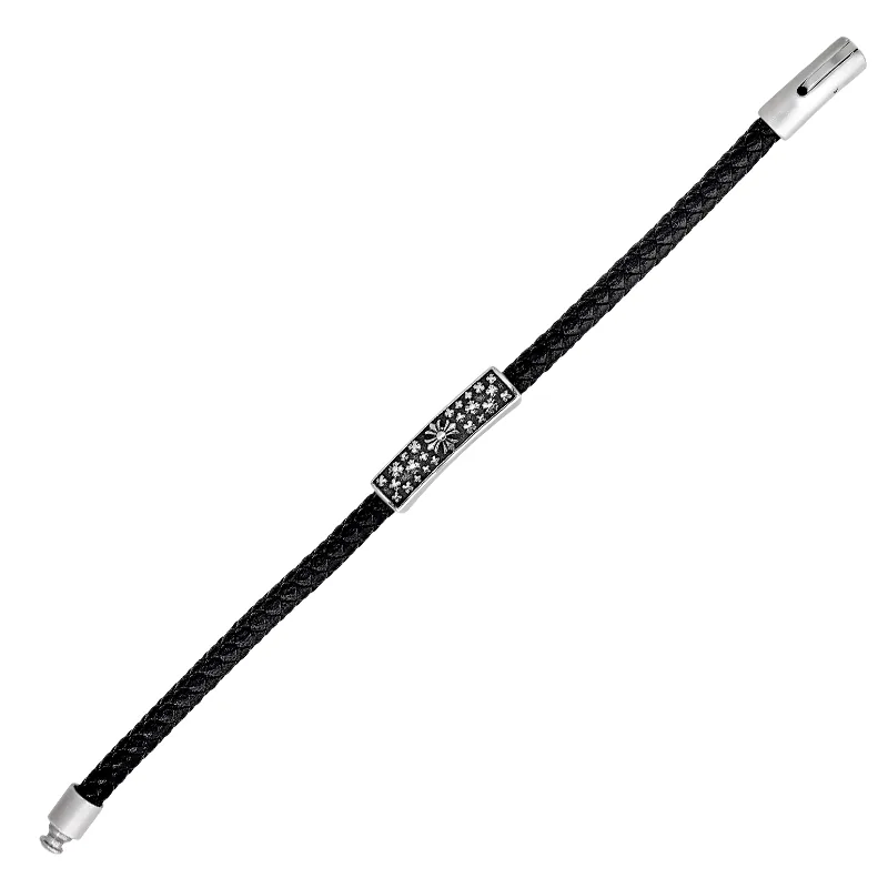 Pulsera en cuero sintético y acero, 21 cm. de largo, 6 mm. de ancho - Colección Forza