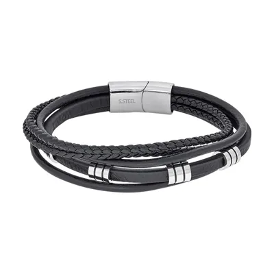 Pulsera en cuero sintético y acero, 21 cm. de largo, 10 mm. de ancho - Colección Forza