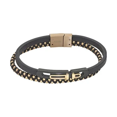 Pulsera en cuero sintético y acero, 21 cm. de largo, 10 mm. de ancho - Colección Forza