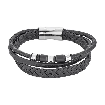 Pulsera en cuero sintético y acero, 22.50 cm. de largo, 18.50 mm. de ancho - Colección Forza